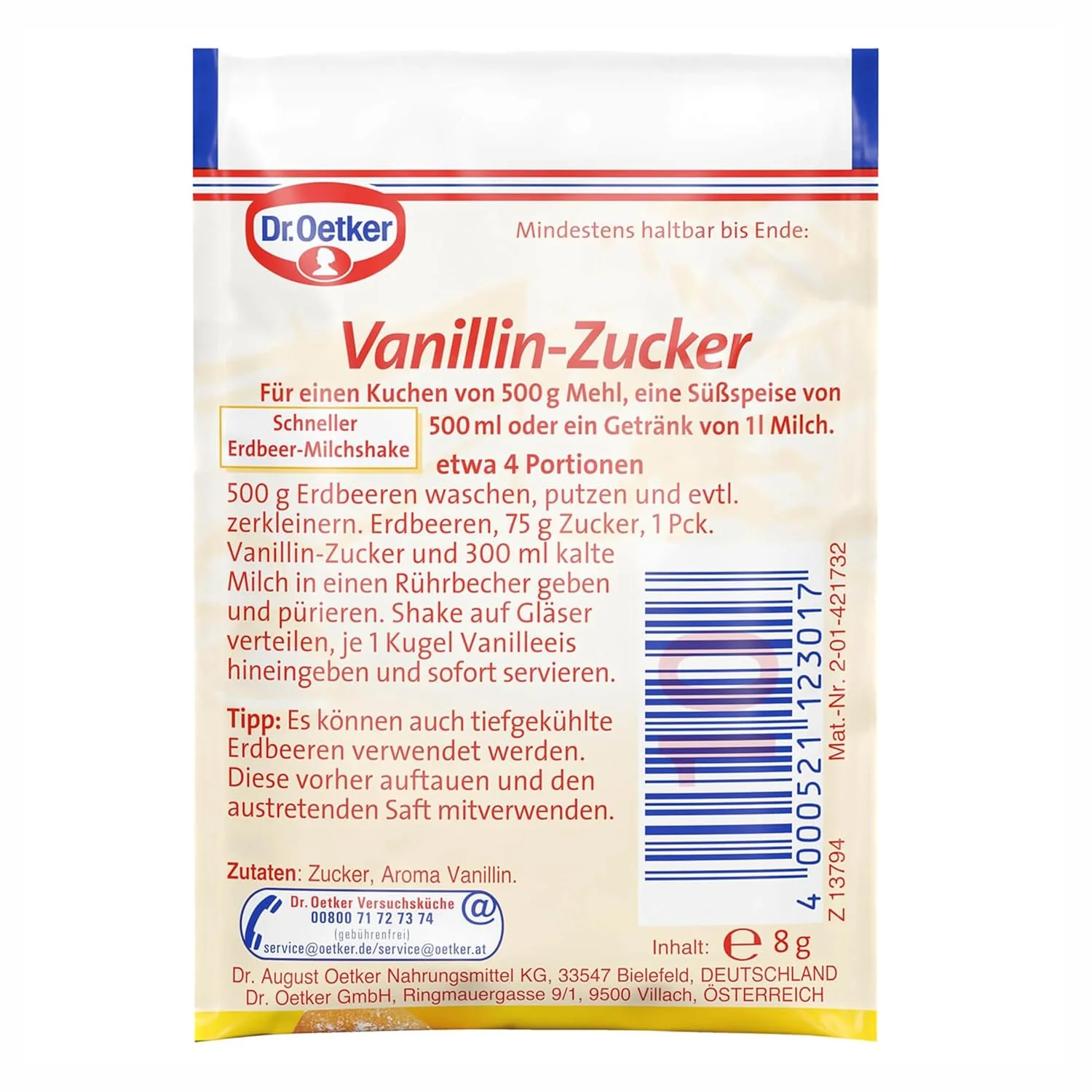 Dr. Oetker Vanillin Zucker 10 Pack - Image 3