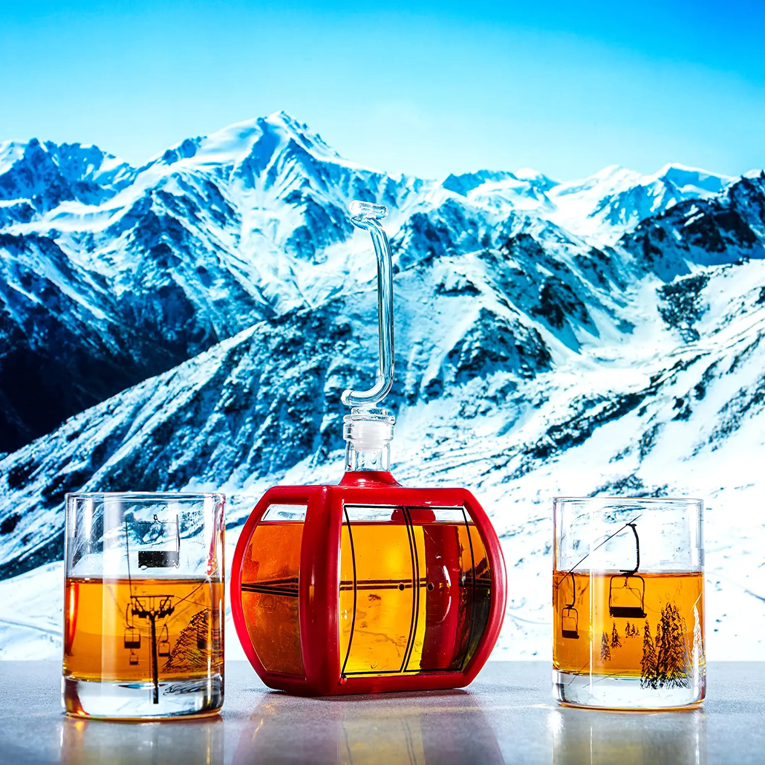 Gondola Wine & Whiskey Decanter - 34 OZ & Two 10 Oz Glasses - Image 3