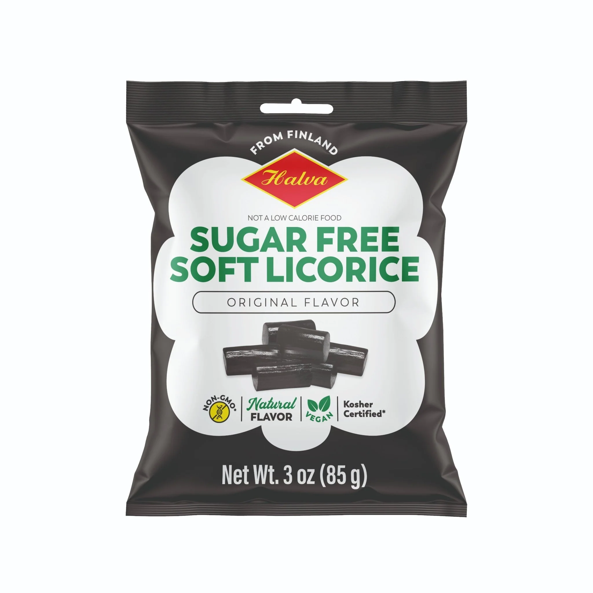 Halva European Style "Sugar Free" Soft Black Licorice Bag