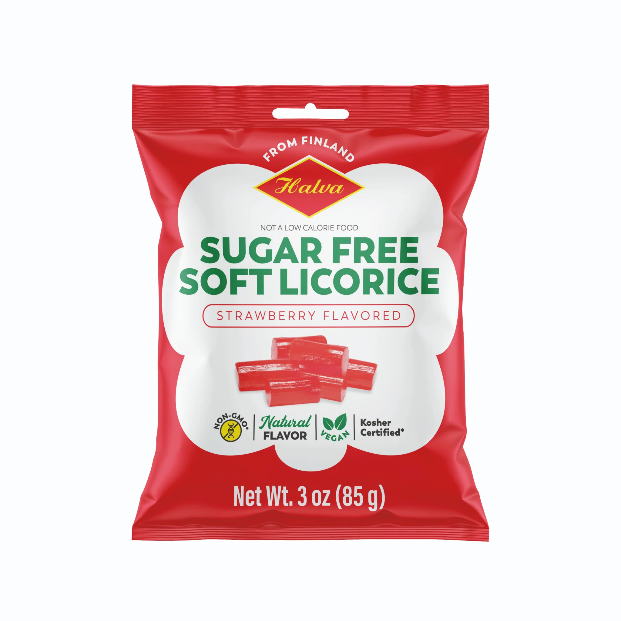 Halva European Style "Sugar Free" Strawberry Soft Licorice