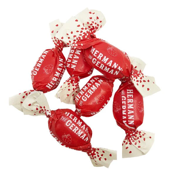 Hermann the German Strawberries & Cream Hard Caramel Filled Wrapped Candy - Image 2