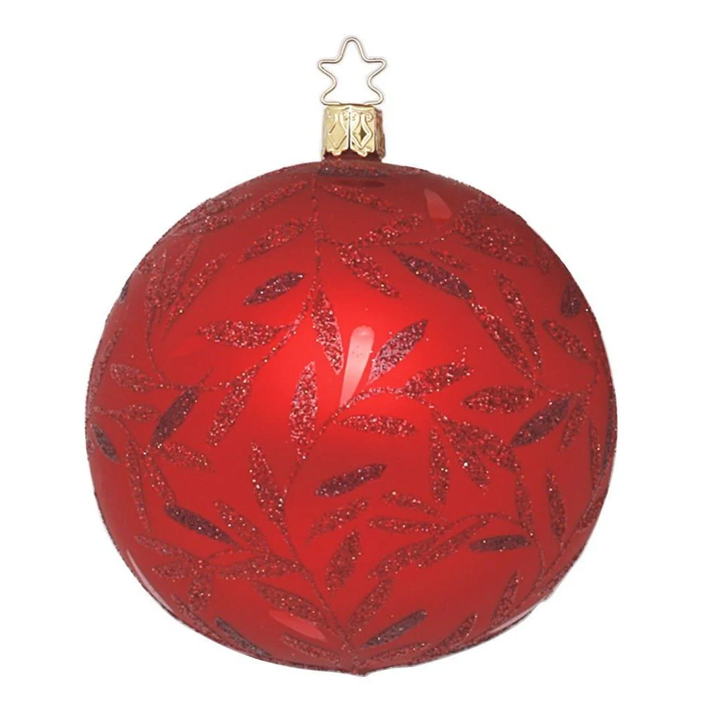 Inge Glass "Traditional Red Matte Christmas Ball" Ornament, 2 sizes - Image 2