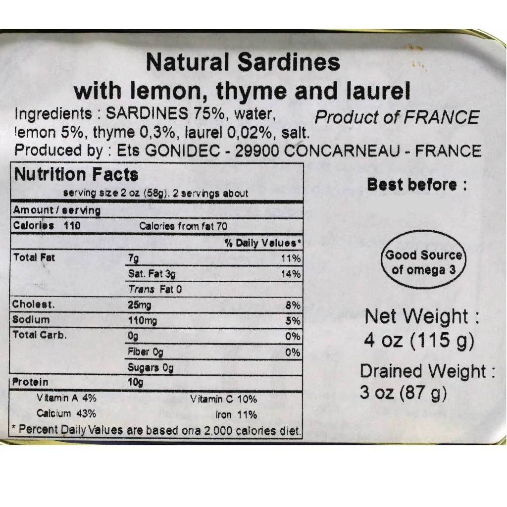 Mouettes d'Arvor Sardines in Water w/ Lemon Thyme & Laurel - Image 2