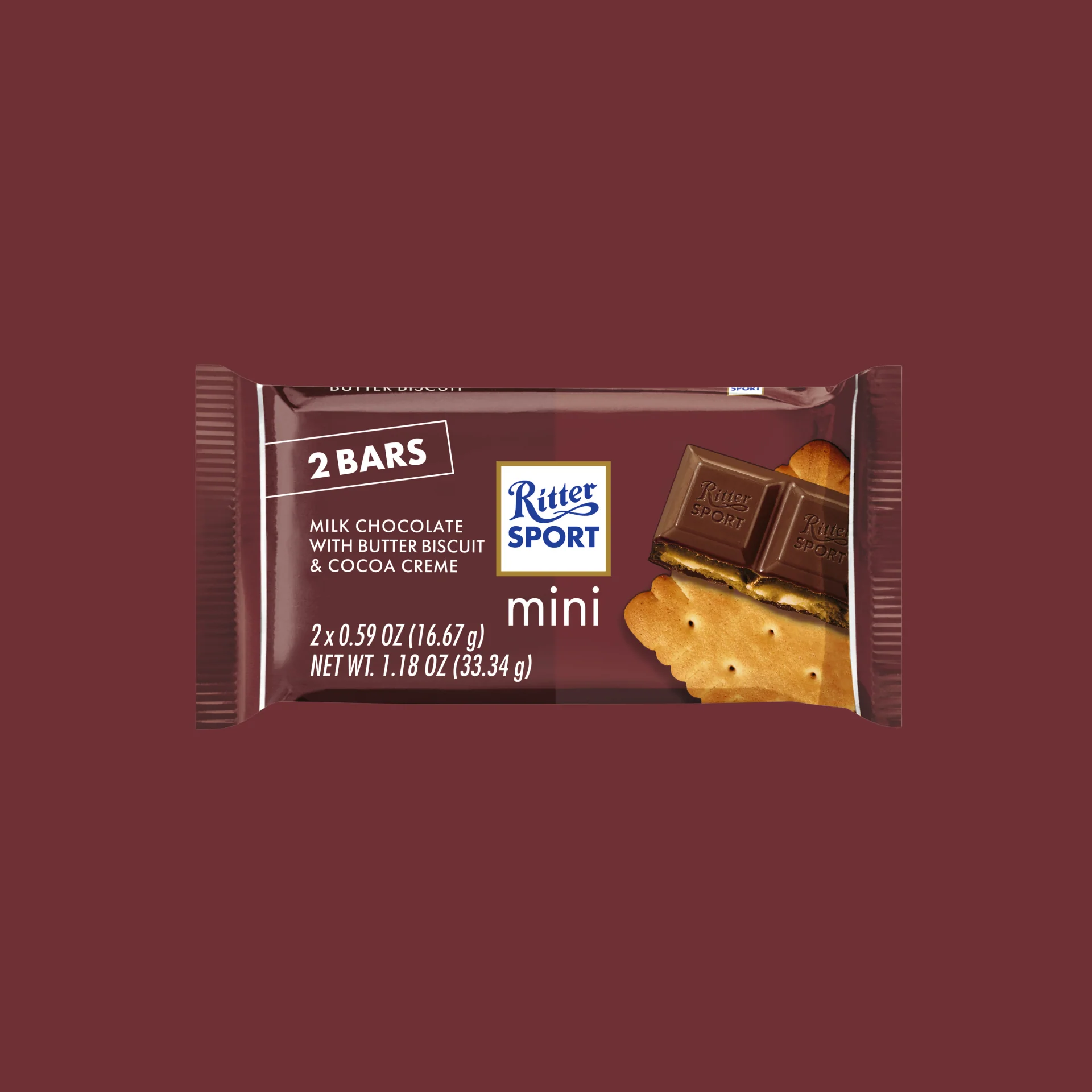 Ritter Sport 2 pack Milk Chocolate Mini Bars with Butter Biscuits and Creme - Image 2