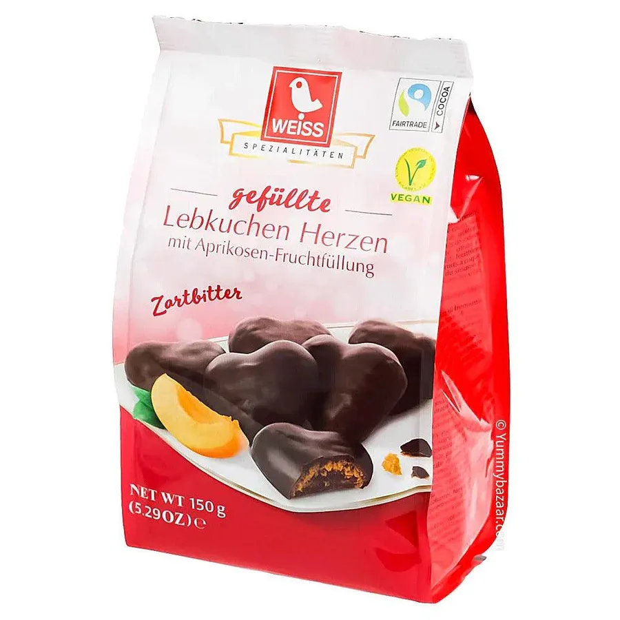 Weiss Dark Chocolate Gingerbread Hearts with Apricot Filling - Image 2